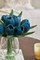 12 Pcs Fake Tulips Artificial Flowers in Vase with Faux Water, Foam Tulip Flower Arrangement with Vase for Home Office Decor, Dining Table Wedding Centerpiece & Mom's Gift (Peacock Blue)